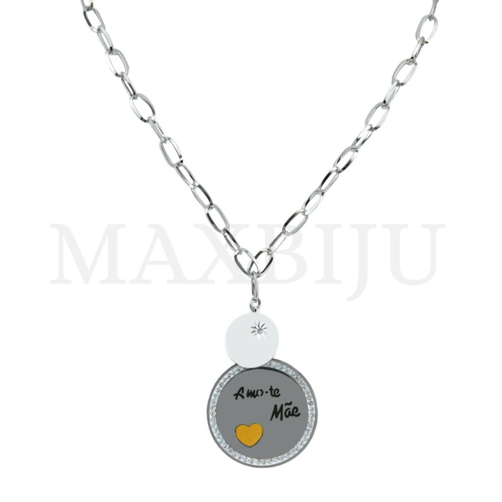Stainles Steel Necklace - Amo-te Mãe 45cm