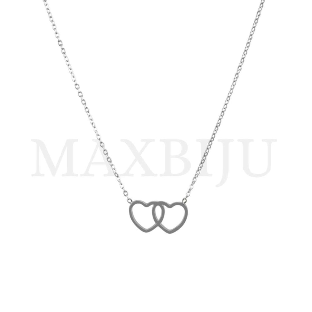 Stainless Steel necklace Double Heart Pendant 19x10mm
(40cm)