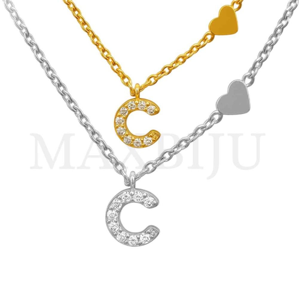 Stainless Steel necklace Letter Pendant  "C" 4x6mm
(45cm)