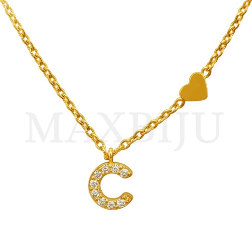 Stainless Steel necklace Letter Pendant  "C" 4x6mm
(45cm)