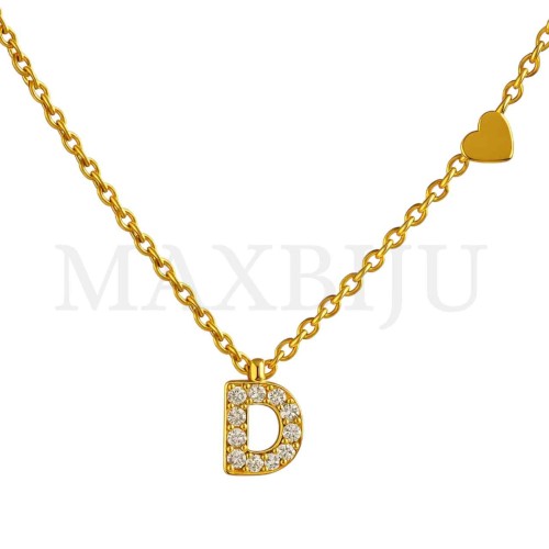 Stainless Steel necklace Letter Pendant  "D" 4x6mm
(45cm)