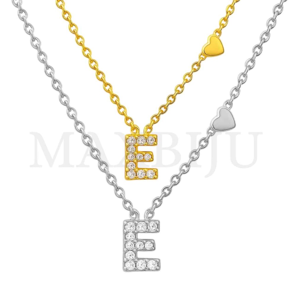 Stainless Steel necklace Letter Pendant  "E" 4x6mm
(45cm)