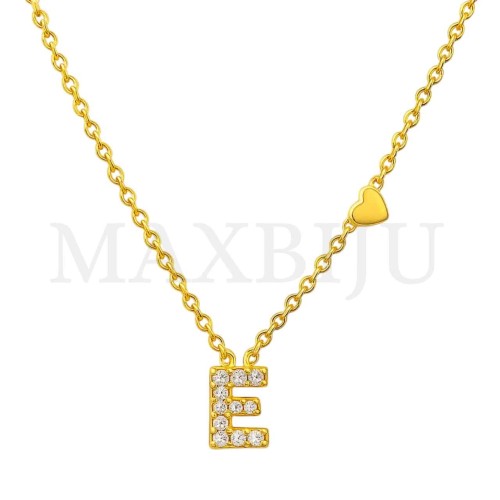 Stainless Steel necklace Letter Pendant  "E" 4x6mm
(45cm)