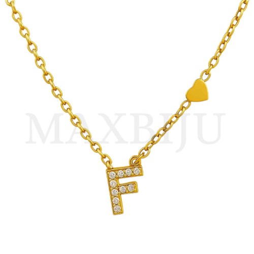 Stainless Steel necklace Letter Pendant  "F" 4x6mm
(45cm)