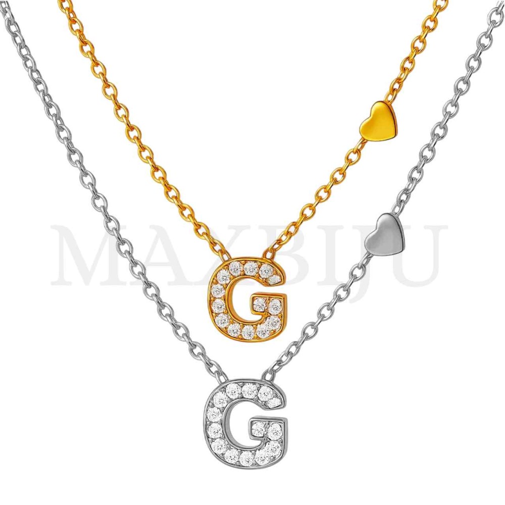Stainless Steel necklace Letter Pendant  "G" 4x6mm
(45cm)