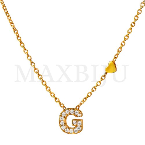 Stainless Steel necklace Letter Pendant  "G" 4x6mm
(45cm)