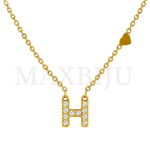 Stainless Steel necklace Letter Pendant  "H" 4x6mm
(45cm)