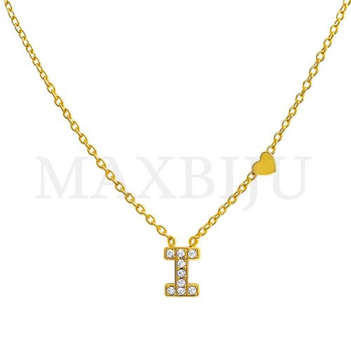 Stainless Steel necklace Letter Pendant  "I" 4x6mm
(45cm)