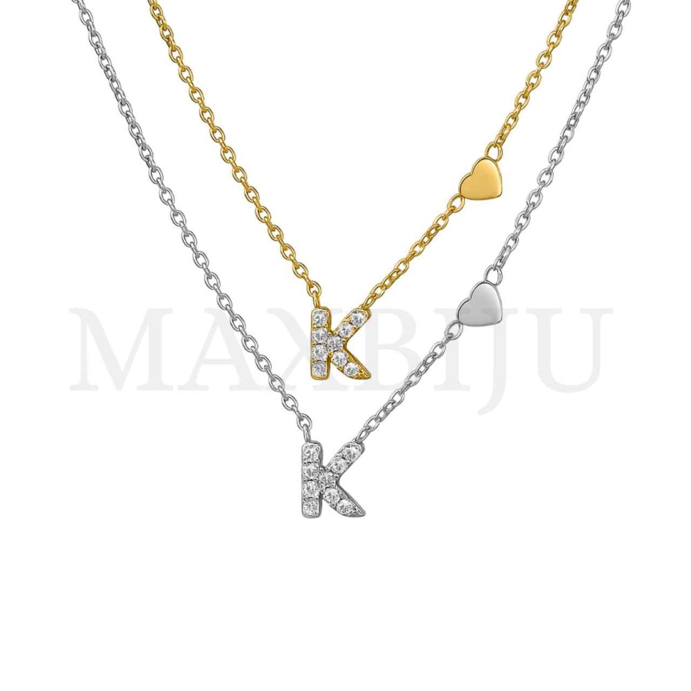 Stainless Steel necklace Letter Pendant  "K" 4x6mm
(45cm)