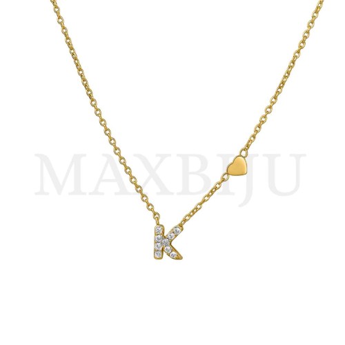 Stainless Steel necklace Letter Pendant  "K" 4x6mm
(45cm)