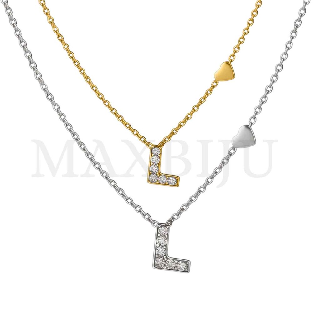 Stainless Steel necklace Letter Pendant  "L" 4x6mm
(45cm)