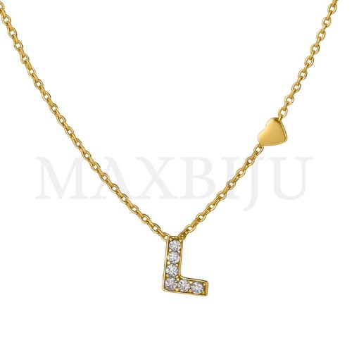 Stainless Steel necklace Letter Pendant  "L" 4x6mm
(45cm)