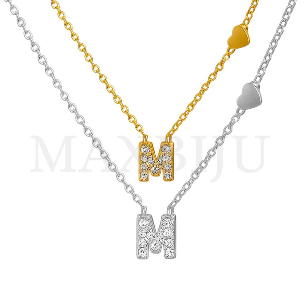 Stainless Steel necklace Letter Pendant  "M" 4x6mm
(45cm)