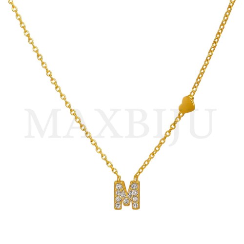 Stainless Steel necklace Letter Pendant  "M" 4x6mm
(45cm)