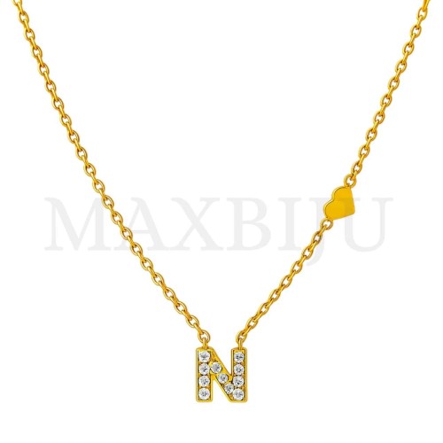Stainless Steel necklace Letter Pendant  "N" 4x6mm
(45cm)
