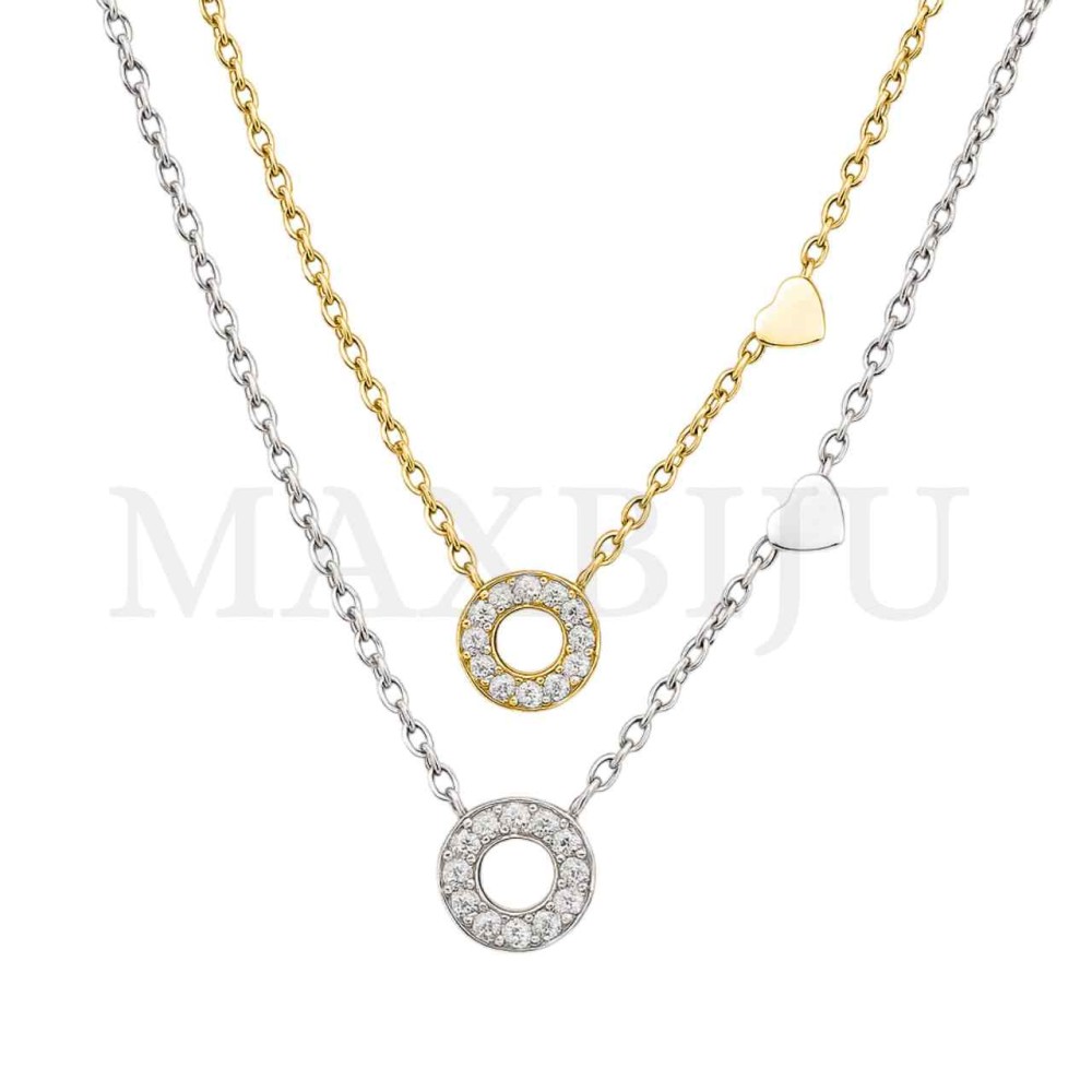 Stainless Steel necklace Letter Pendant  "O" 4x6mm
(45cm)