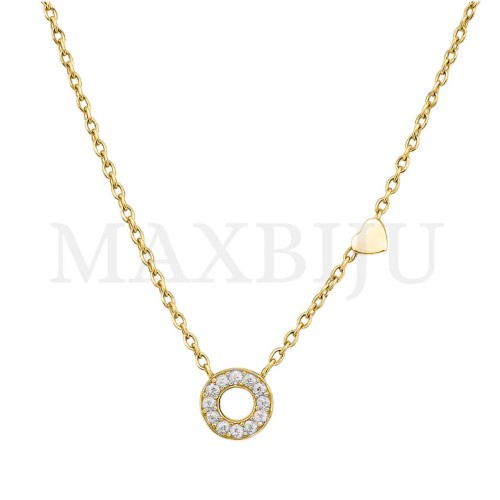 Stainless Steel necklace Letter Pendant  "O" 4x6mm
(45cm)