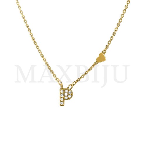 Stainless Steel necklace Letter Pendant  "P" 4x6mm
(45cm)