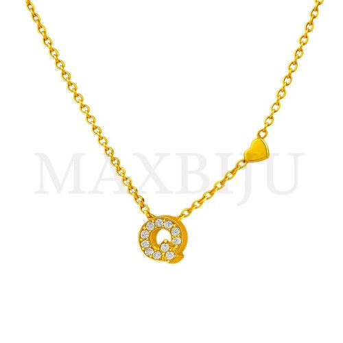 Stainless Steel necklace Letter Pendant  "Q" 4x6mm
(45cm)