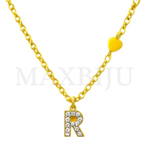 Stainless Steel necklace Letter Pendant  "R" 4x6mm
(45cm)