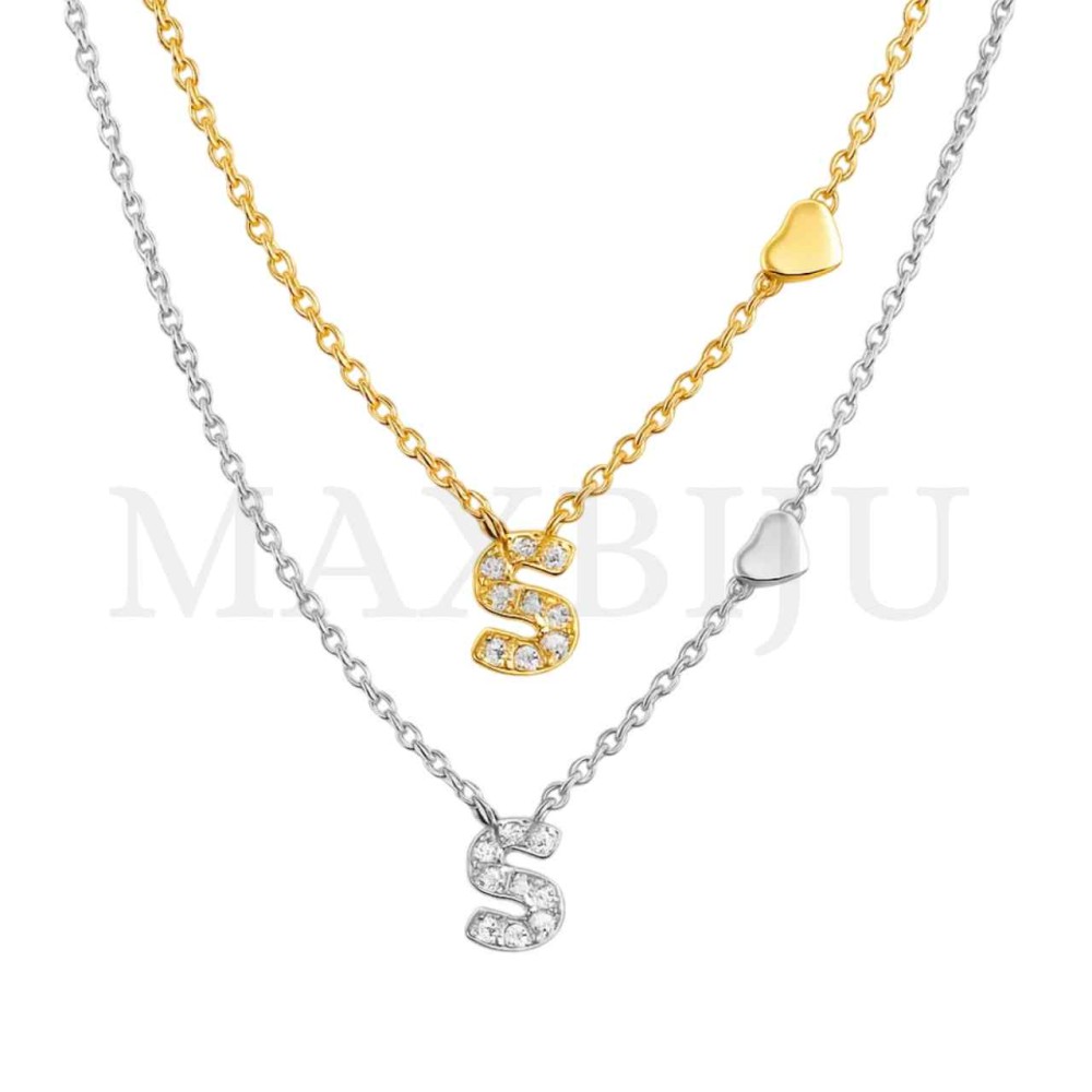 Stainless Steel necklace Letter Pendant  "S" 4x6mm
(45cm)