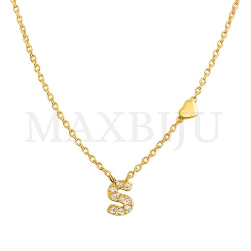 Stainless Steel necklace Letter Pendant  "S" 4x6mm
(45cm)