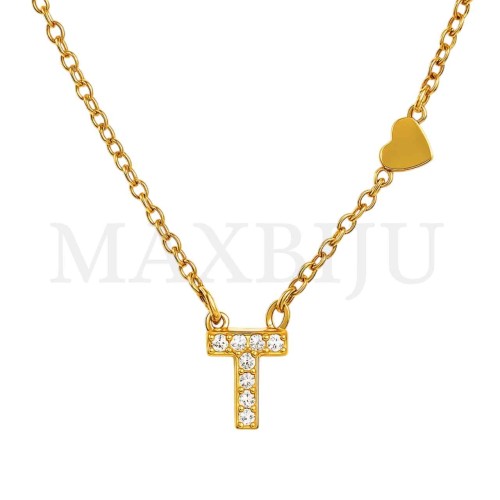 Stainless Steel necklace Letter Pendant  "T" 4x6mm
(45cm)