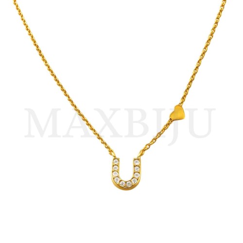 Stainless Steel necklace Letter Pendant  "U" 4x6mm
(45cm)