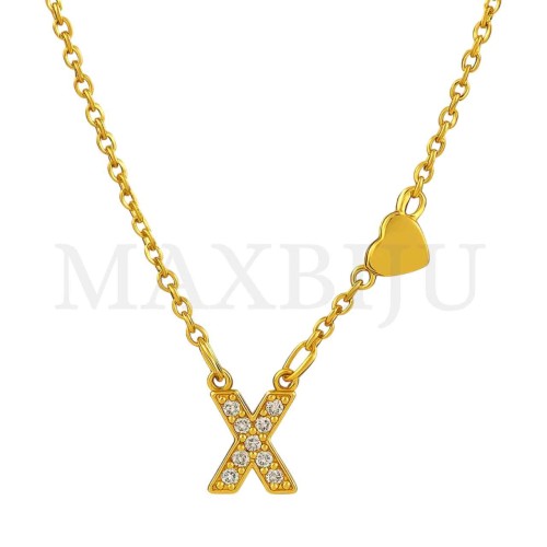 Stainless Steel necklace Letter Pendant  "X" 4x6mm
(45cm)