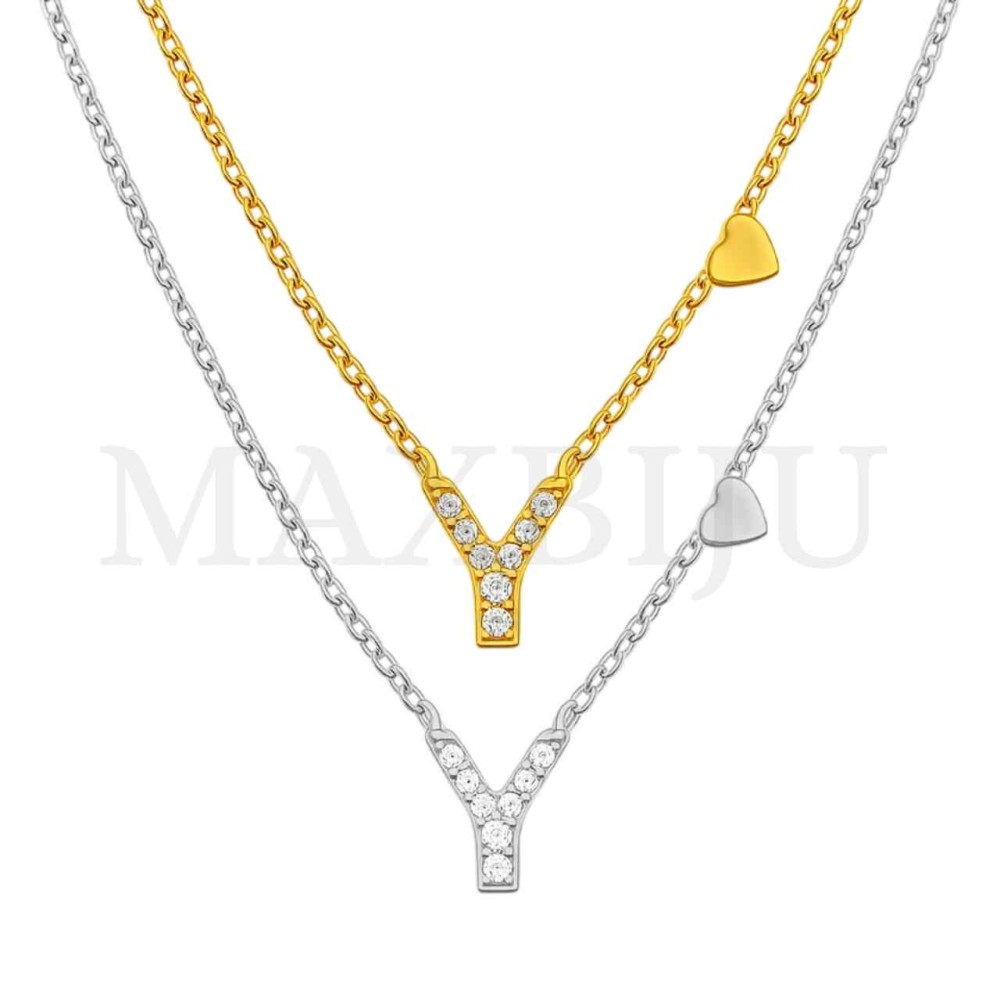 Stainless Steel necklace Letter Pendant  "Y" 4x6mm
(45cm)