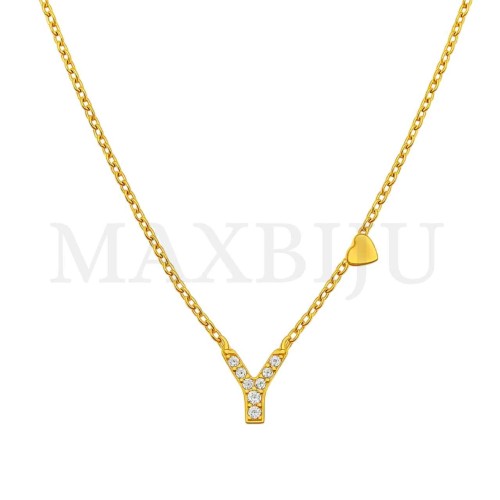 Stainless Steel necklace Letter Pendant  "Y" 4x6mm
(45cm)