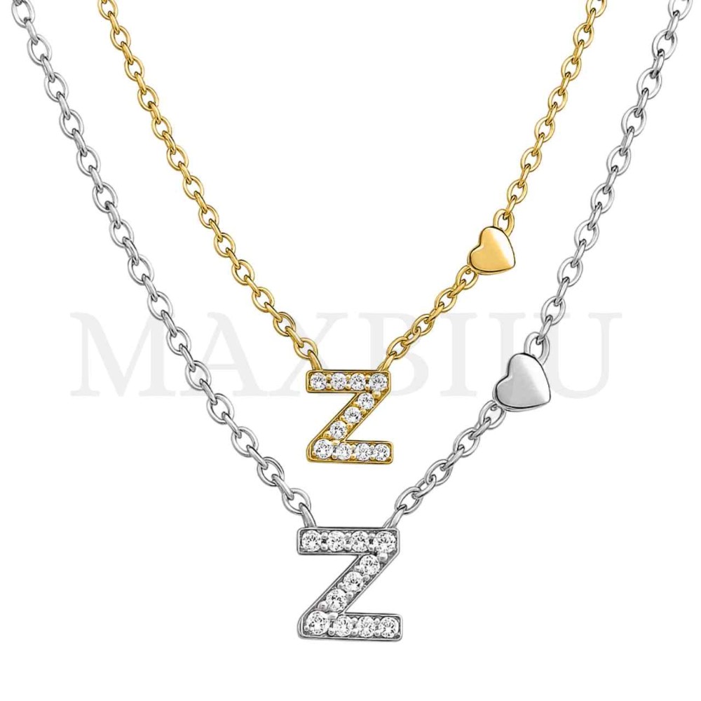 Stainless Steel necklace Letter Pendant  "Z" 4x6mm
(45cm)
