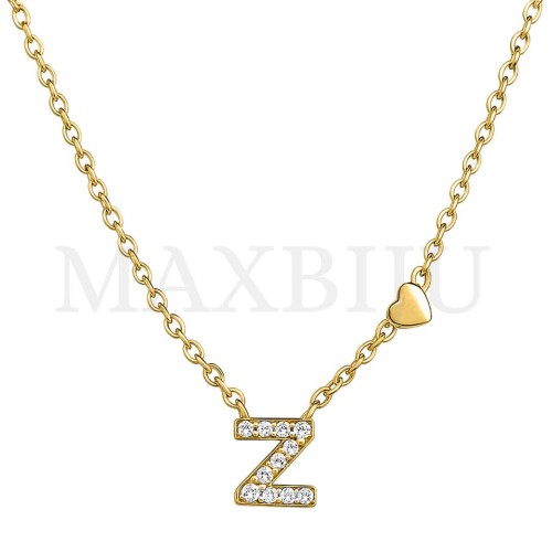Stainless Steel necklace Letter Pendant  "Z" 4x6mm
(45cm)