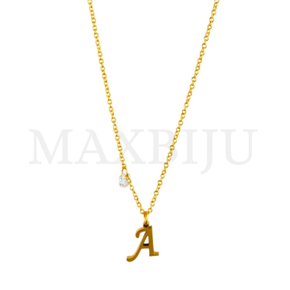 Stainless Steel necklace Letter Pendant  "A" 9x10mm
(40cm)