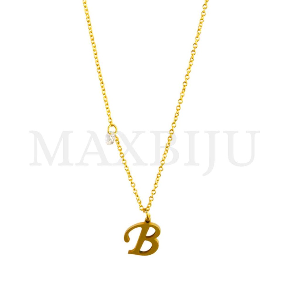 Stainless Steel necklace Letter Pendant  "B" 10x11mm
(40cm)