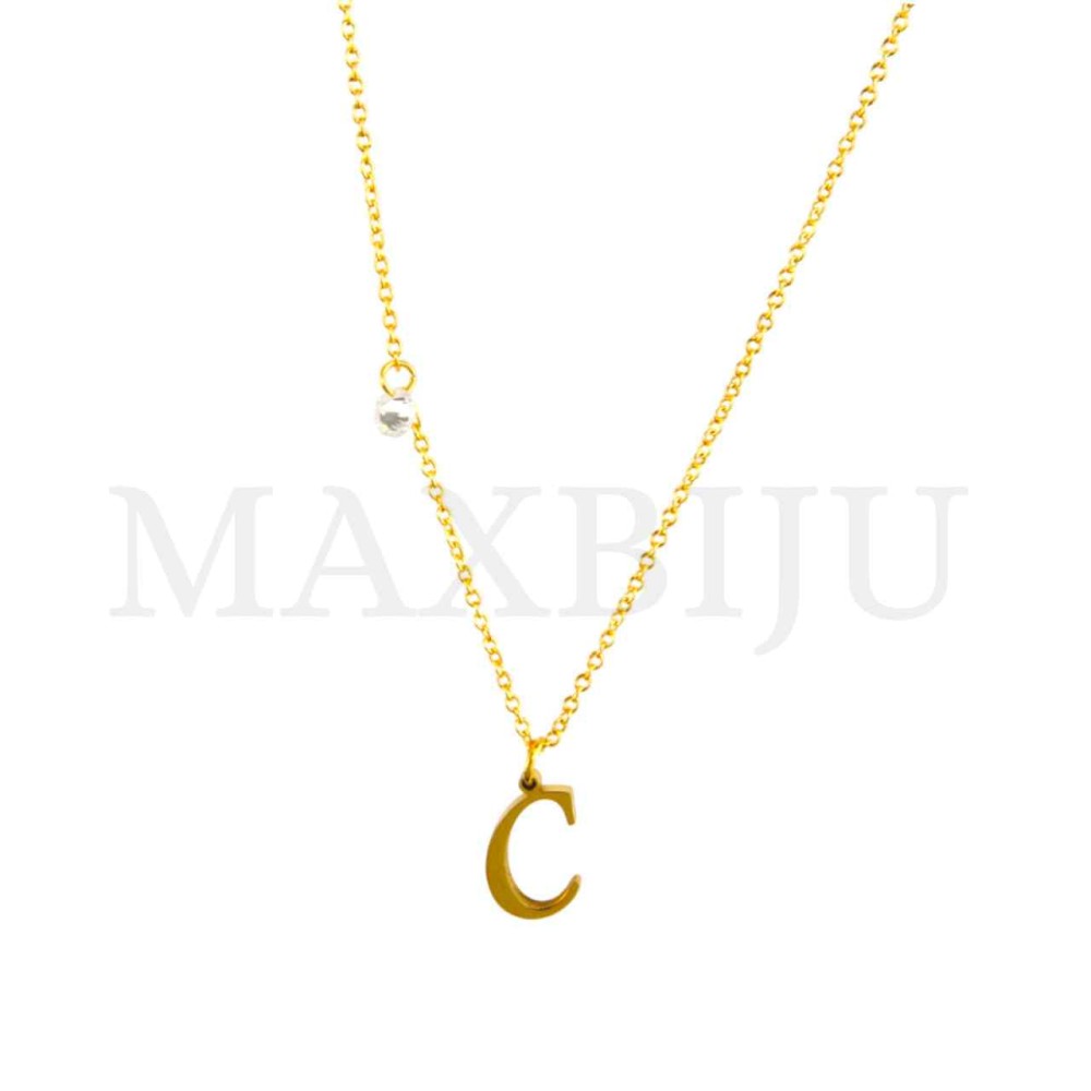 Stainless Steel necklace Letter Pendant  "C" 8x12mm
(40cm)