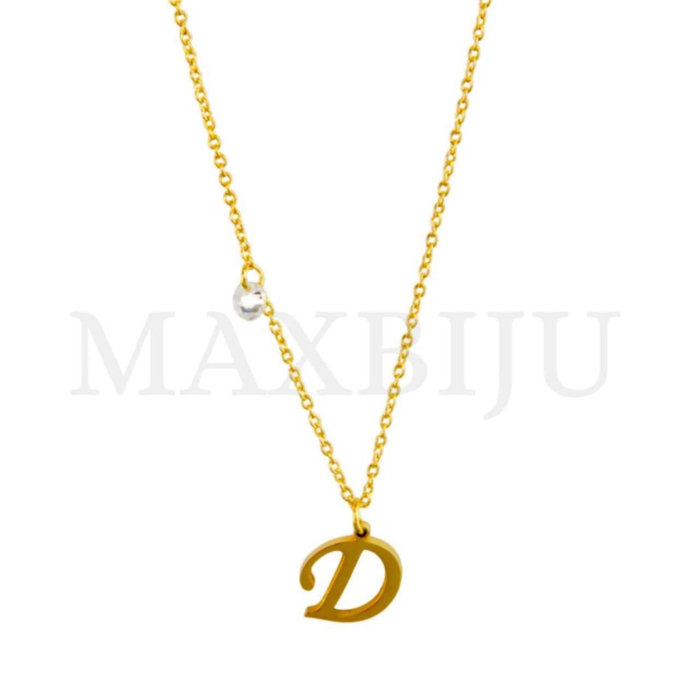 Stainless Steel necklace Letter Pendant  "D" 10x11mm
(40cm)
