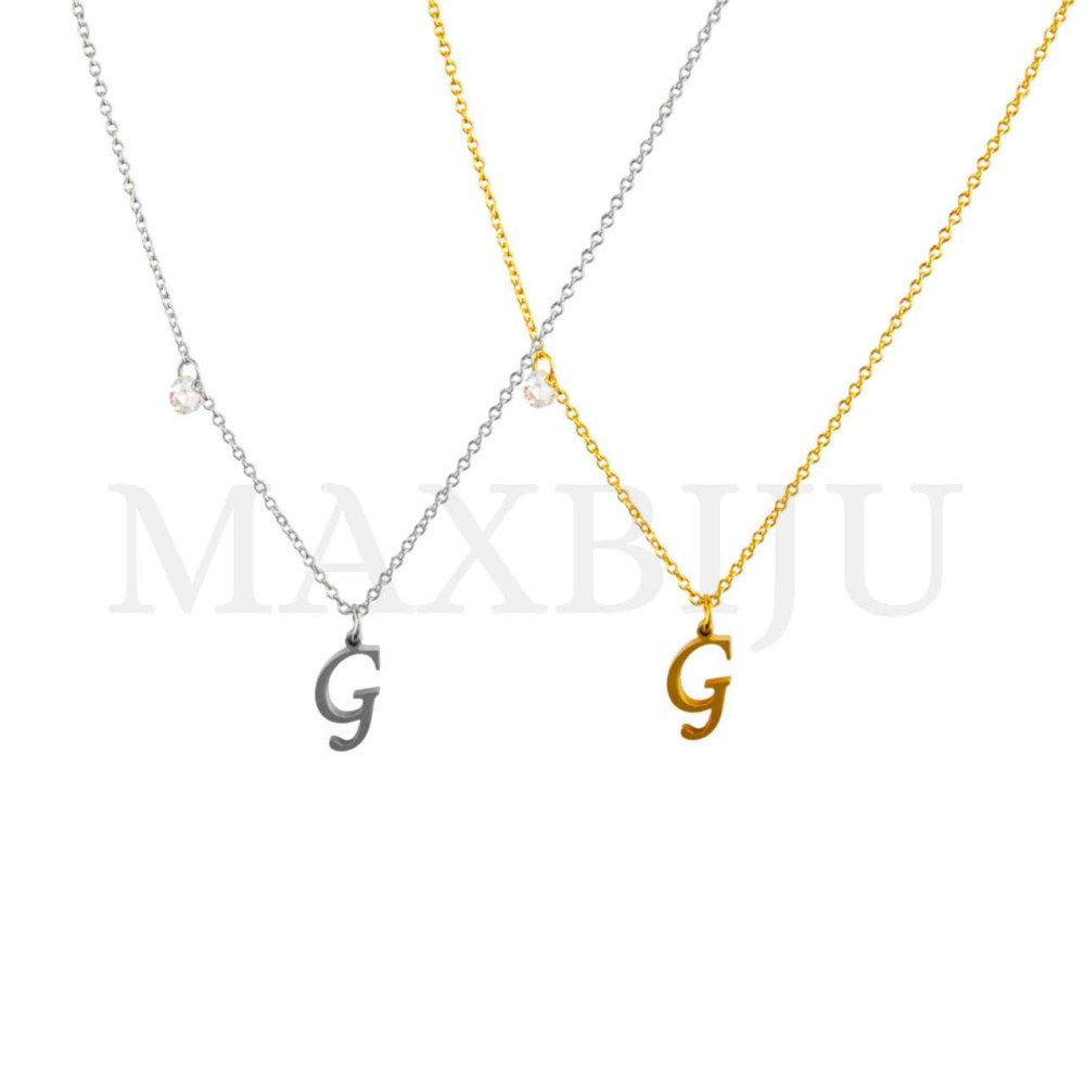 Stainless Steel necklace Letter Pendant  "G" 7x13mm
(40cm)