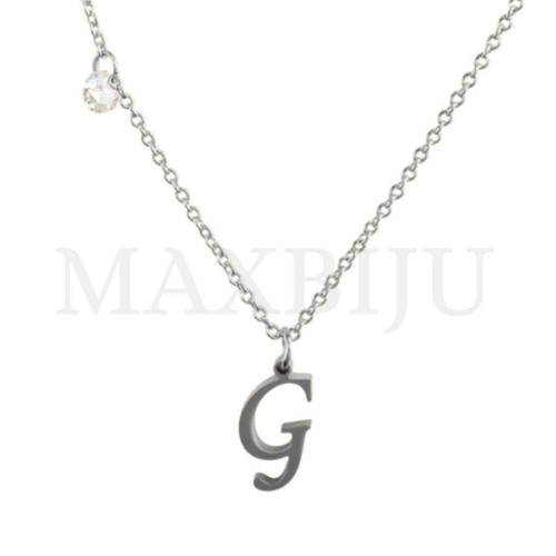 Stainless Steel necklace Letter Pendant  "G" 7x13mm
(40cm)