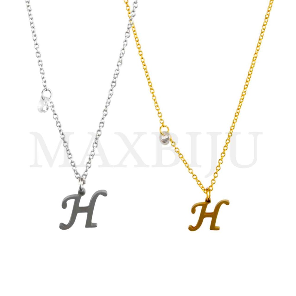 Stainless Steel necklace Letter Pendant  "H" 11x11mm
(40cm)