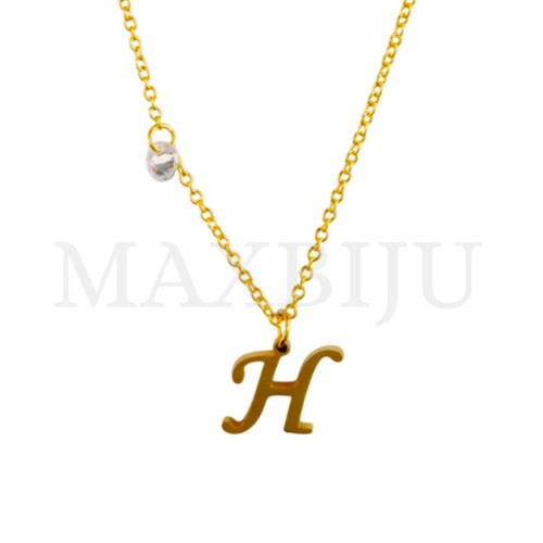 Stainless Steel necklace Letter Pendant  "H" 11x11mm
(40cm)