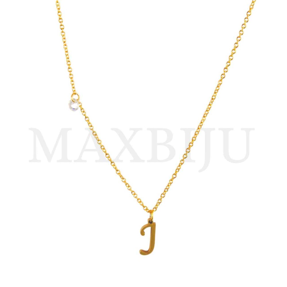 Stainless Steel necklace Letter Pendant  "J" 5x11mm
(40cm)