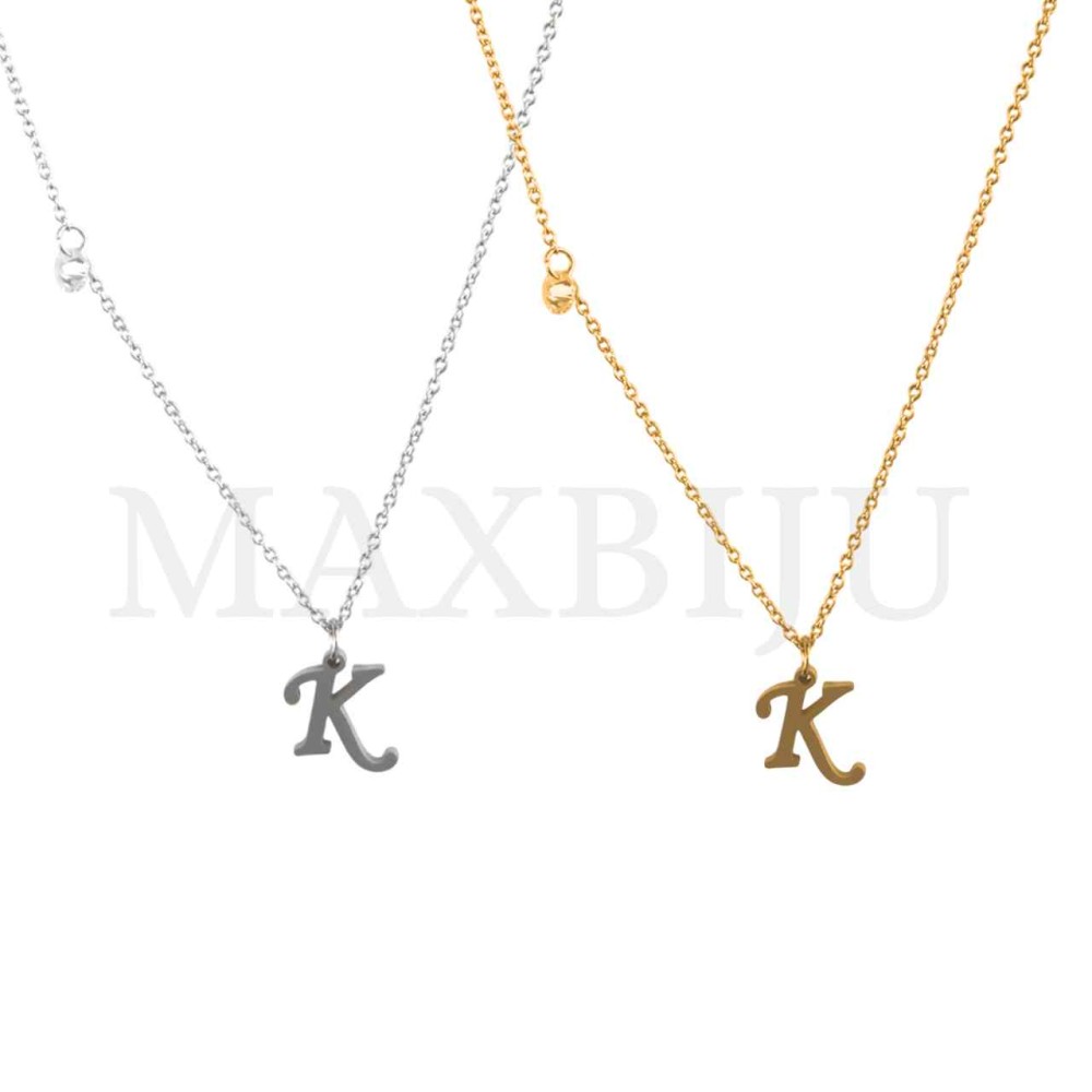 Stainless Steel necklace Letter Pendant  "K" 11x11mm
(40cm)