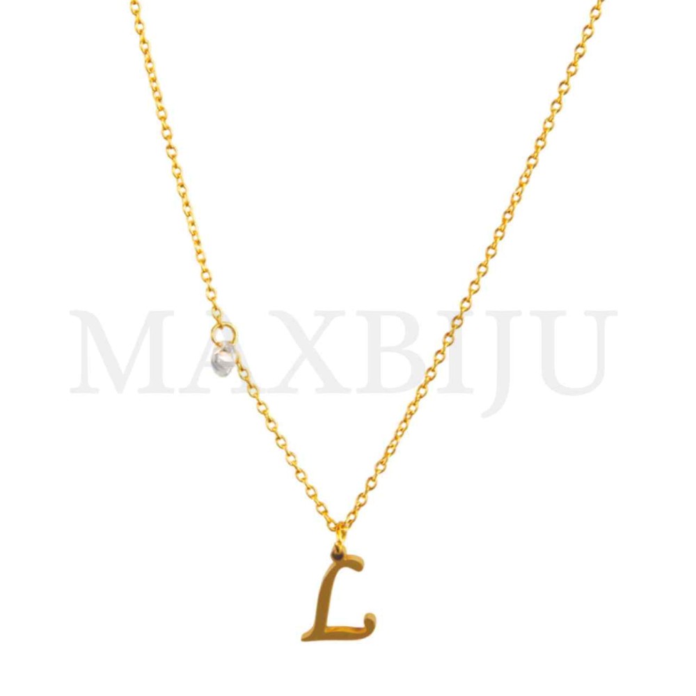 Stainless Steel necklace Letter Pendant  "L" 8x11mm
(40cm)