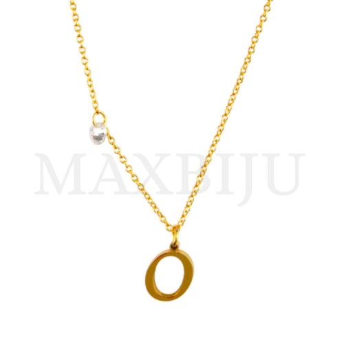 Stainless Steel necklace Letter Pendant  "O" 10x12mm
(40cm)