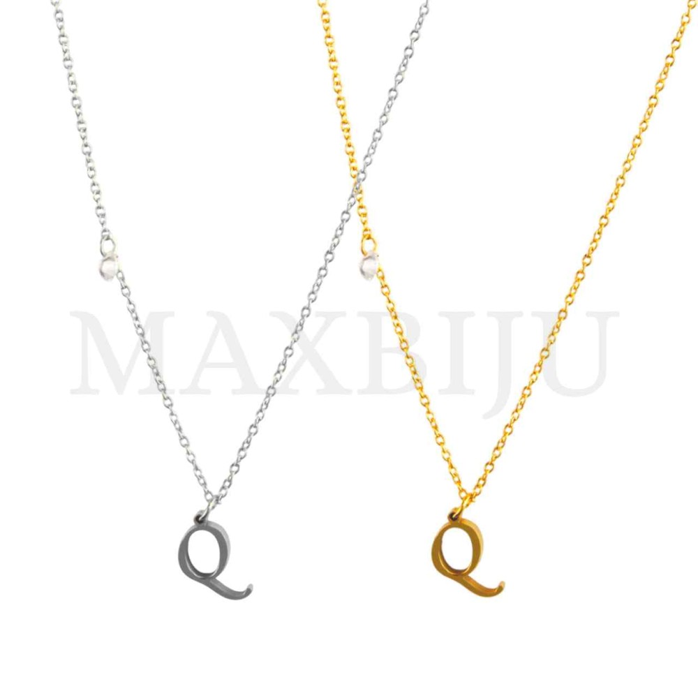 Stainless Steel necklace Letter Pendant  "Q" 10x11mm
(40cm)