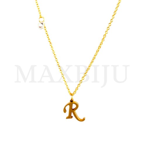 Stainless Steel necklace Letter Pendant  "R" 15x10mm
(40cm)