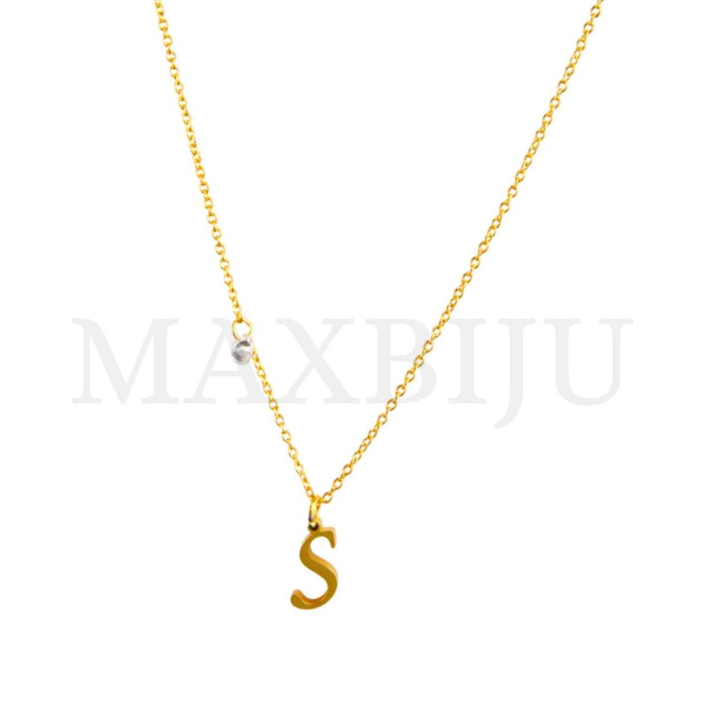 Stainless Steel necklace Letter Pendant  "S" 6x12mm
(40cm)