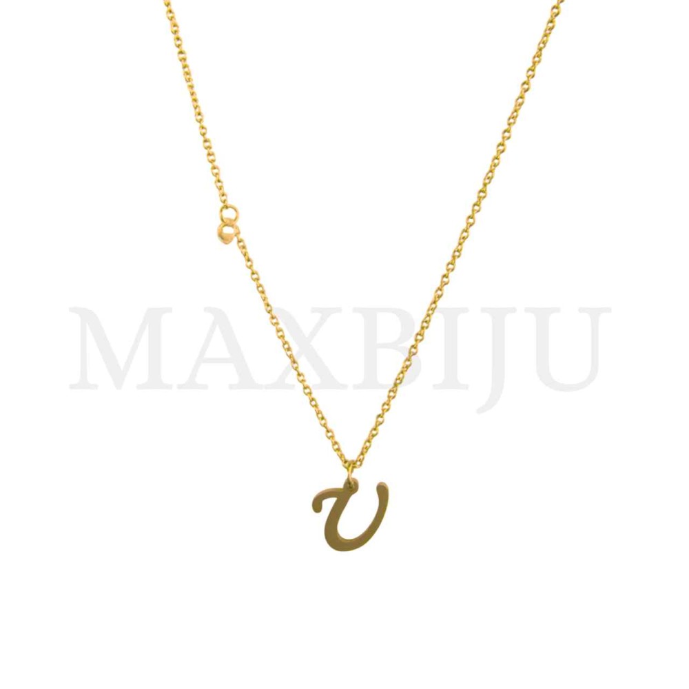 Stainless Steel necklace Letter Pendant  "U" 10x11mm
(40cm)