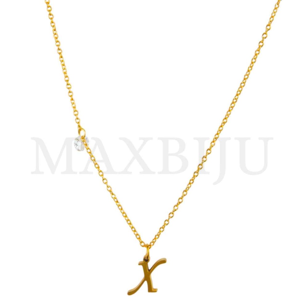 Stainless Steel necklace Letter Pendant  "X" 9x11mm
(40cm)